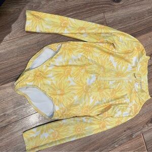 Carter's Yellow Floral one piece long sleeve zip up swim suit